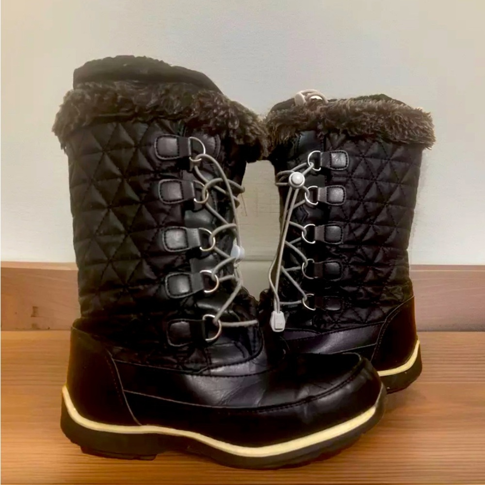 Lands End Youth 487526 Hillary Tall Snow Winter Boots Suede Faux Fur